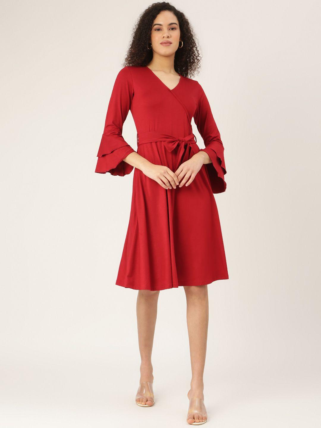 brinns maroon solid dress