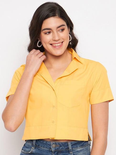 brinns mustard cropped shirt