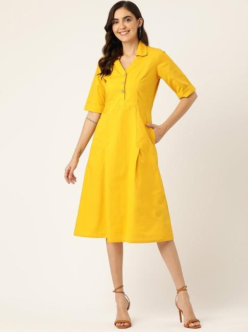 brinns mustard midi dress