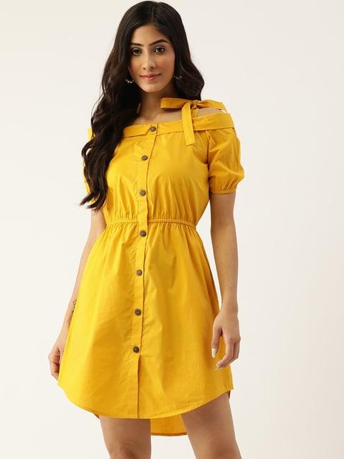 brinns mustard mini a line dress