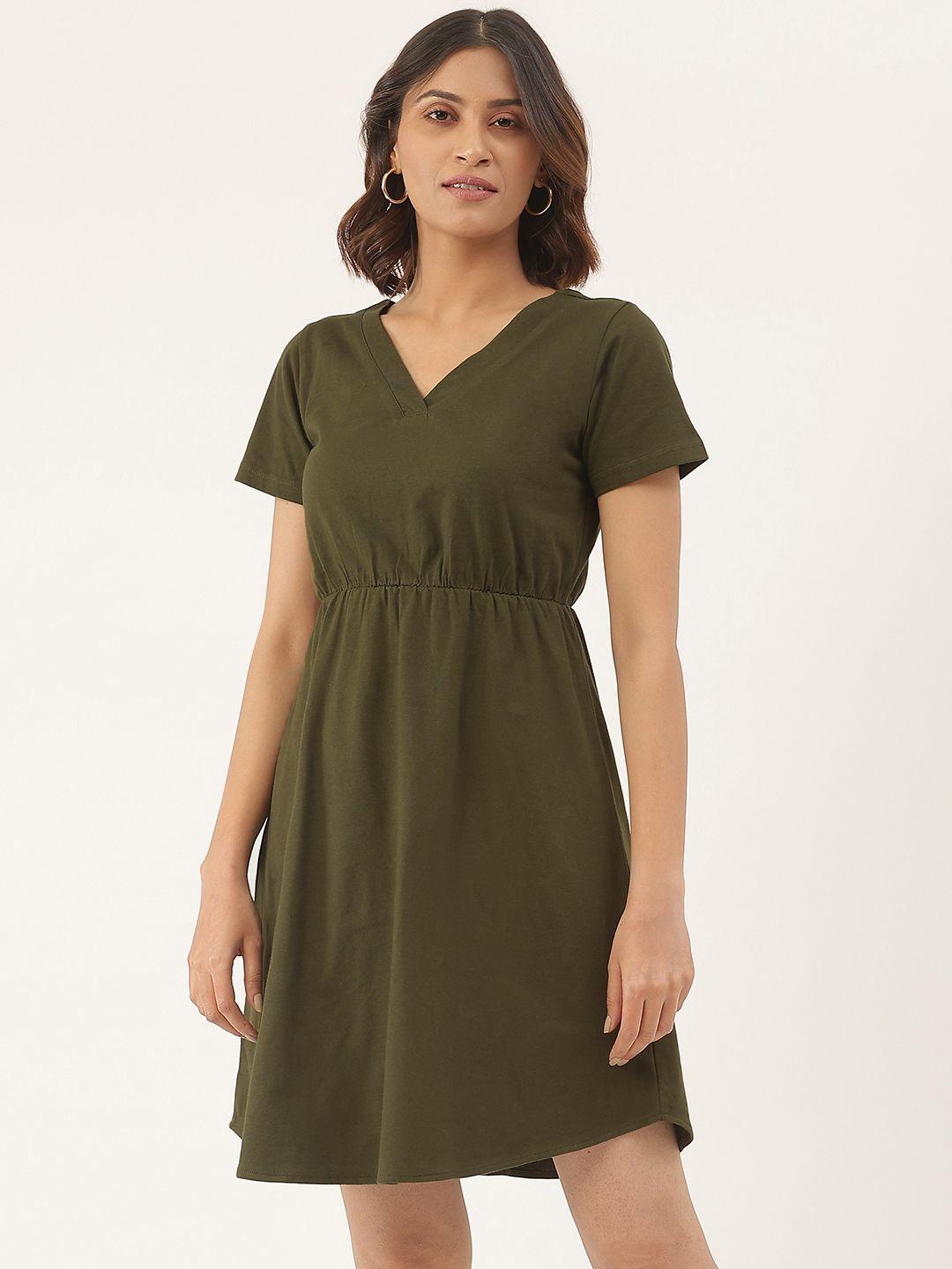 brinns olive green a-line dress