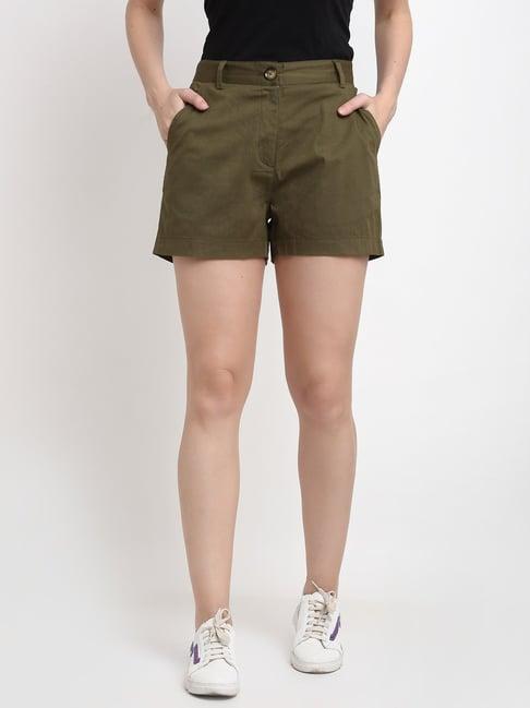 brinns olive regular fit mid rise shorts