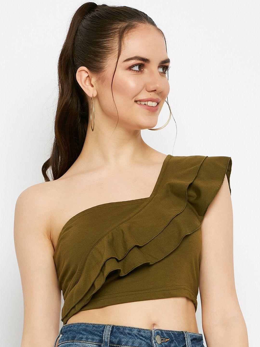 brinns one shoulder pure cotton tube crop top