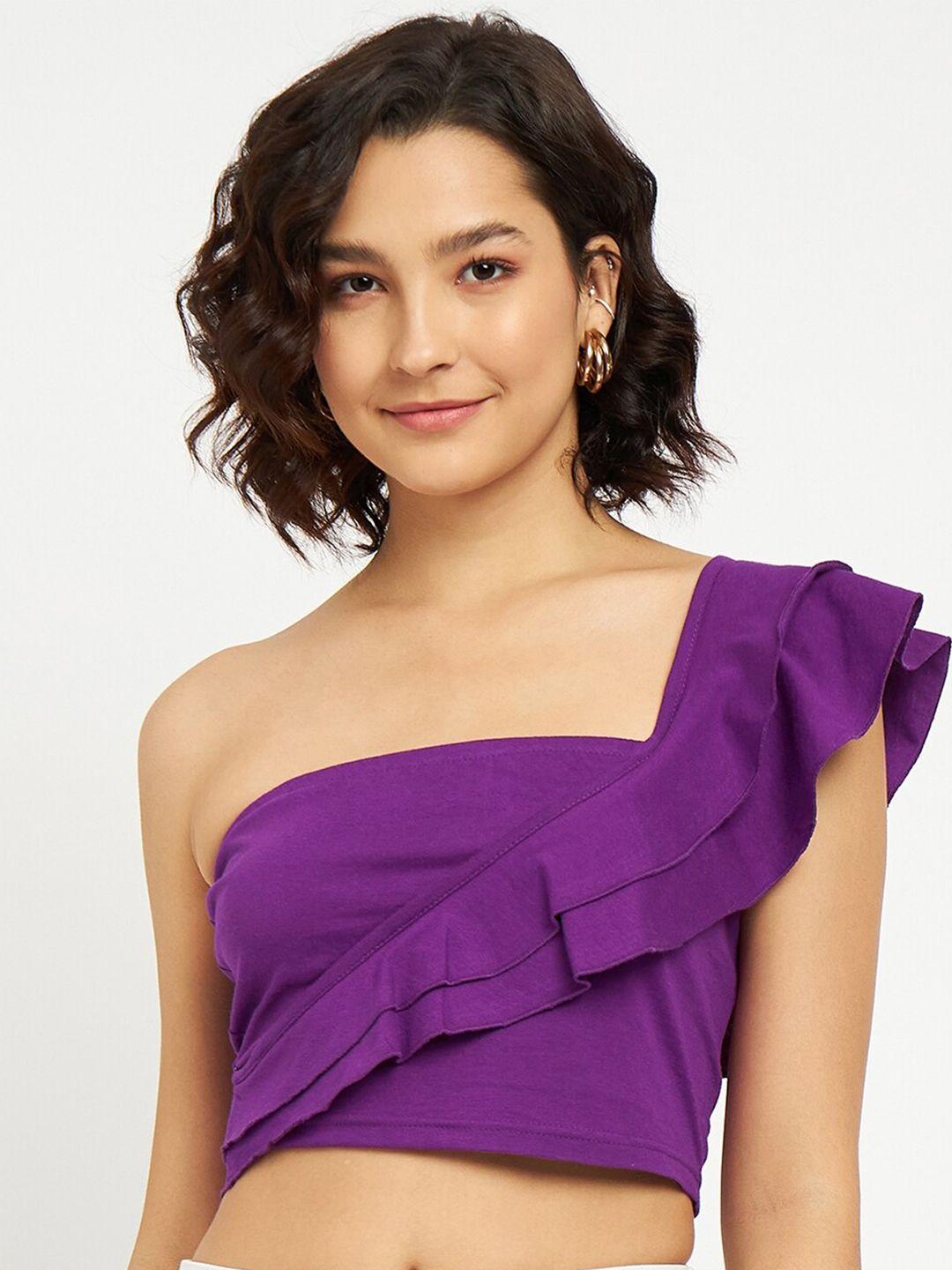 brinns purple one shoulder cotton crop top