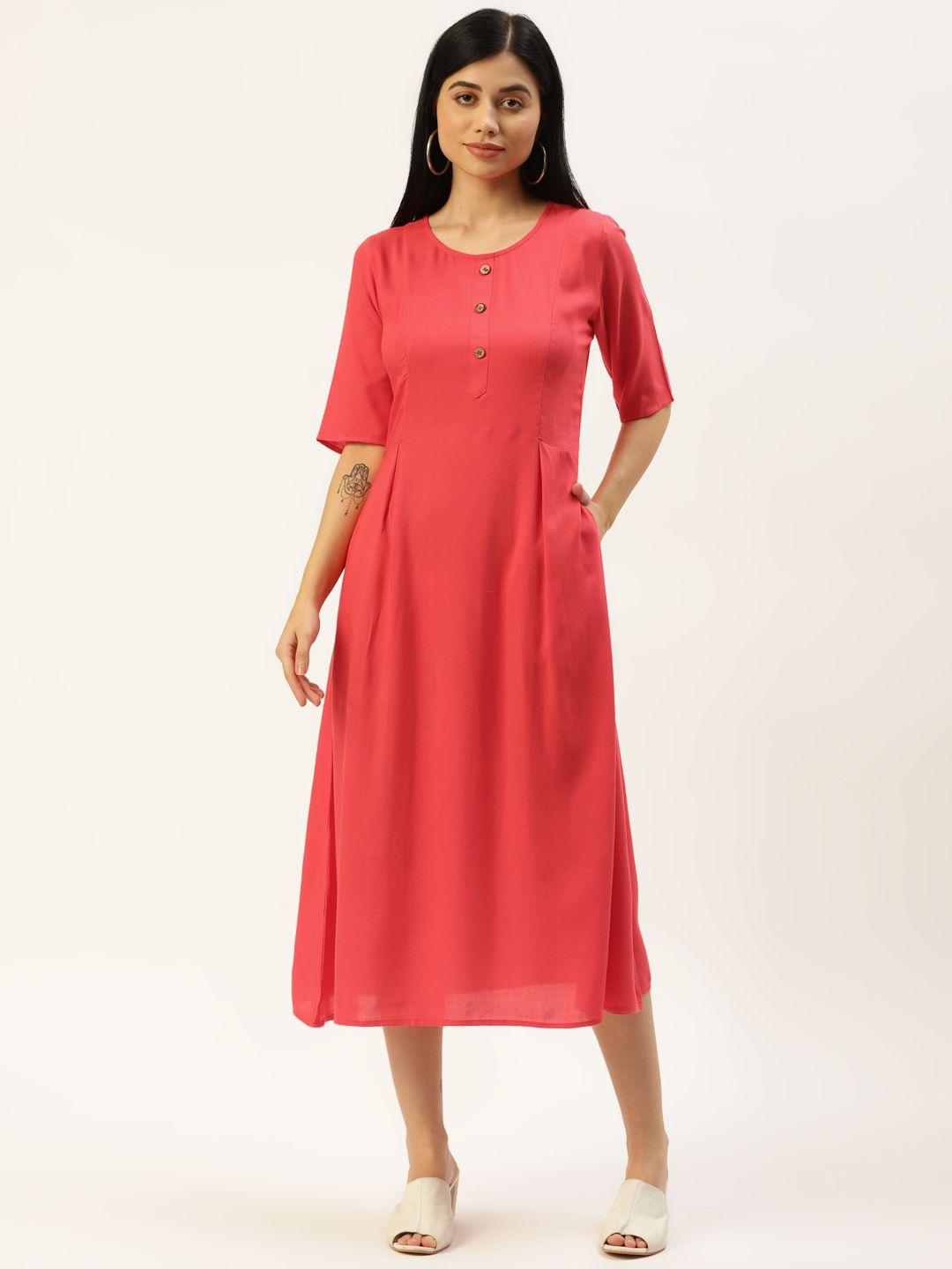 brinns red a-line midi dress