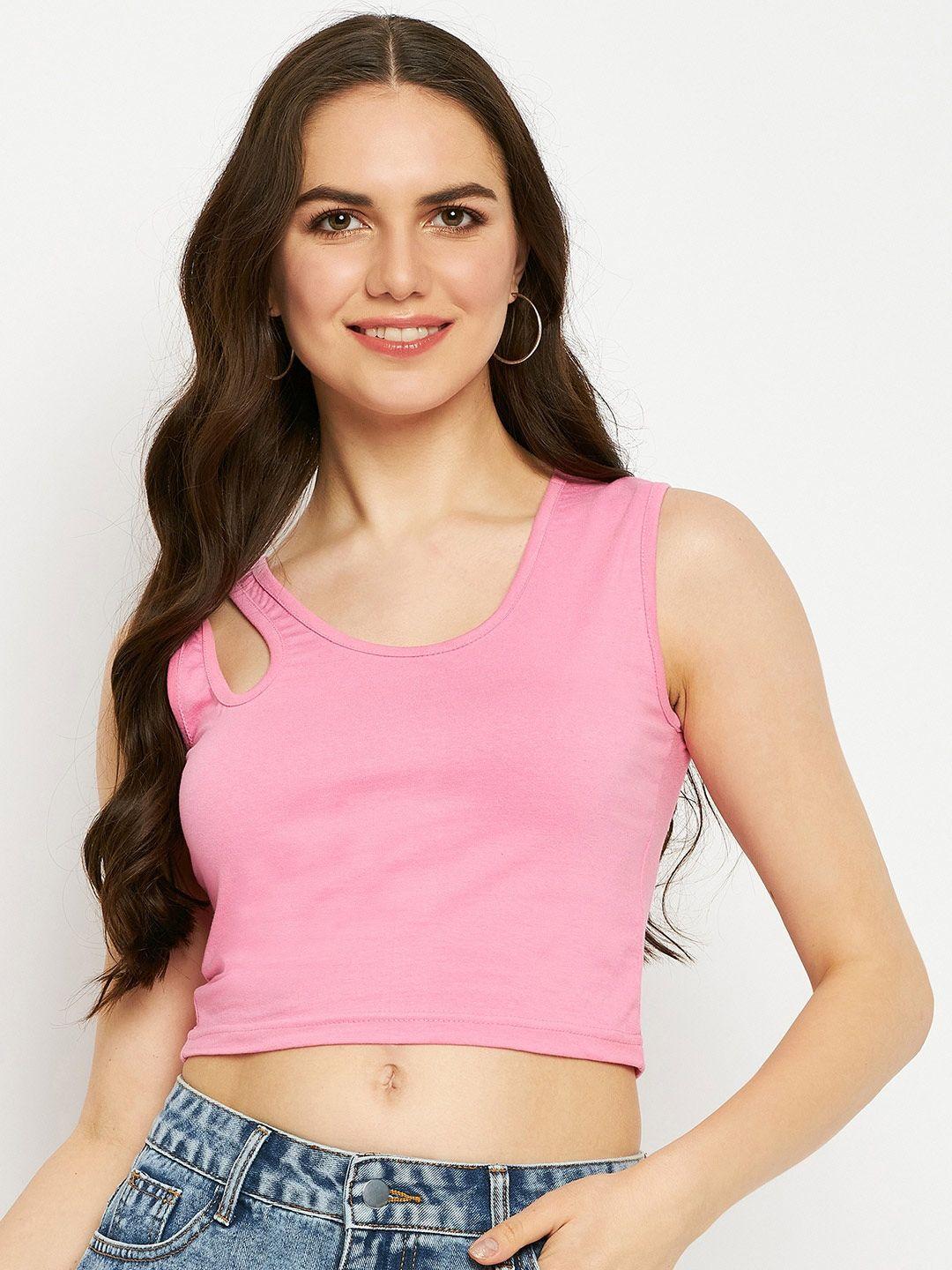 brinns round neck cut out fitted crop top