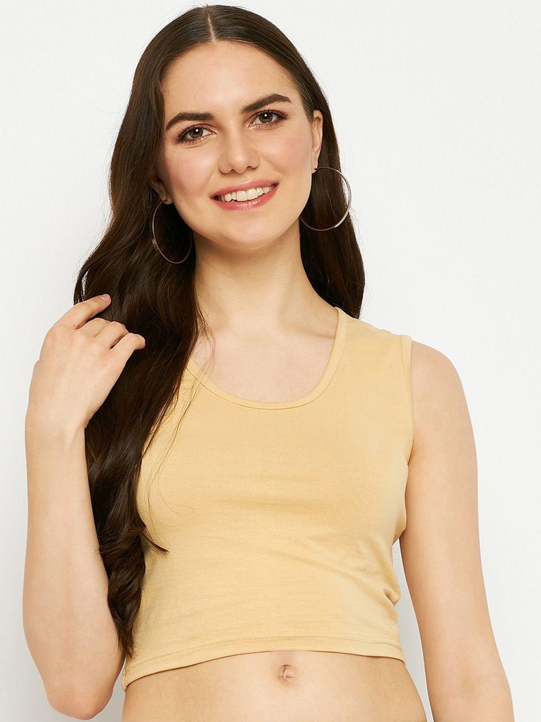 brinns round neck sleeveless cut out fitted crop top