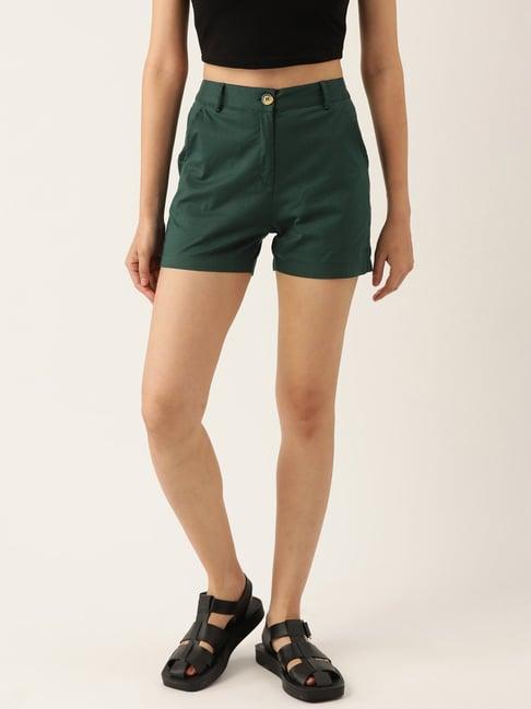 brinns teal regular fit mid rise shorts