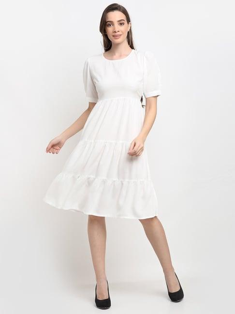 brinns white midi a line dress