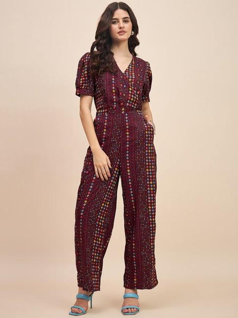 brinns wine printed jumpsuit