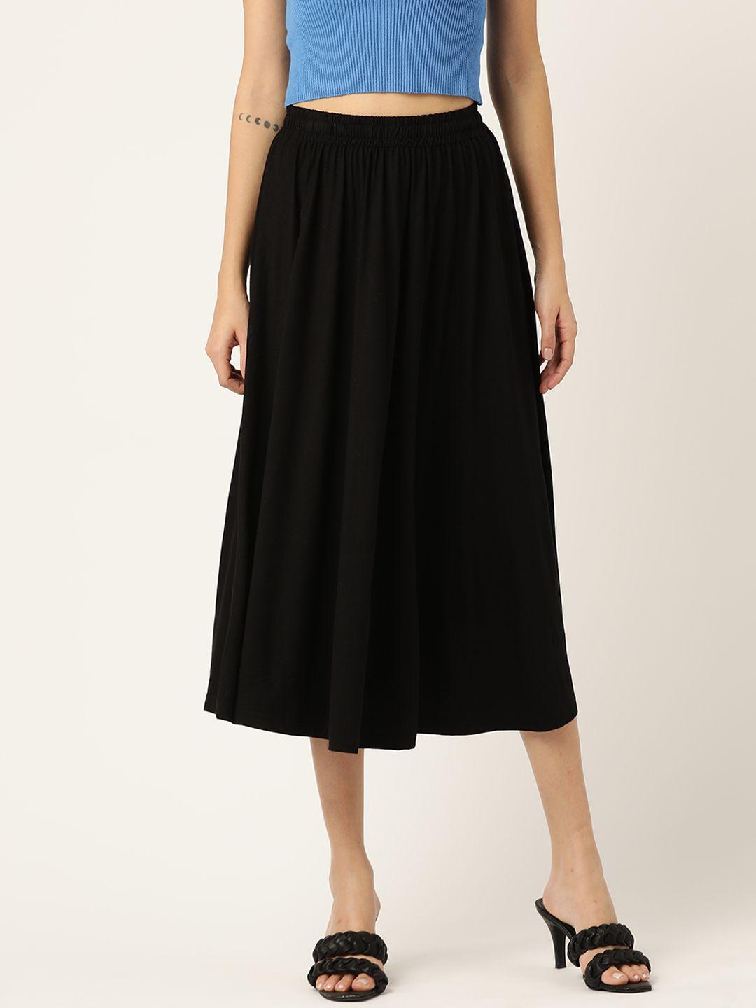 brinns women black solid a-line skirt