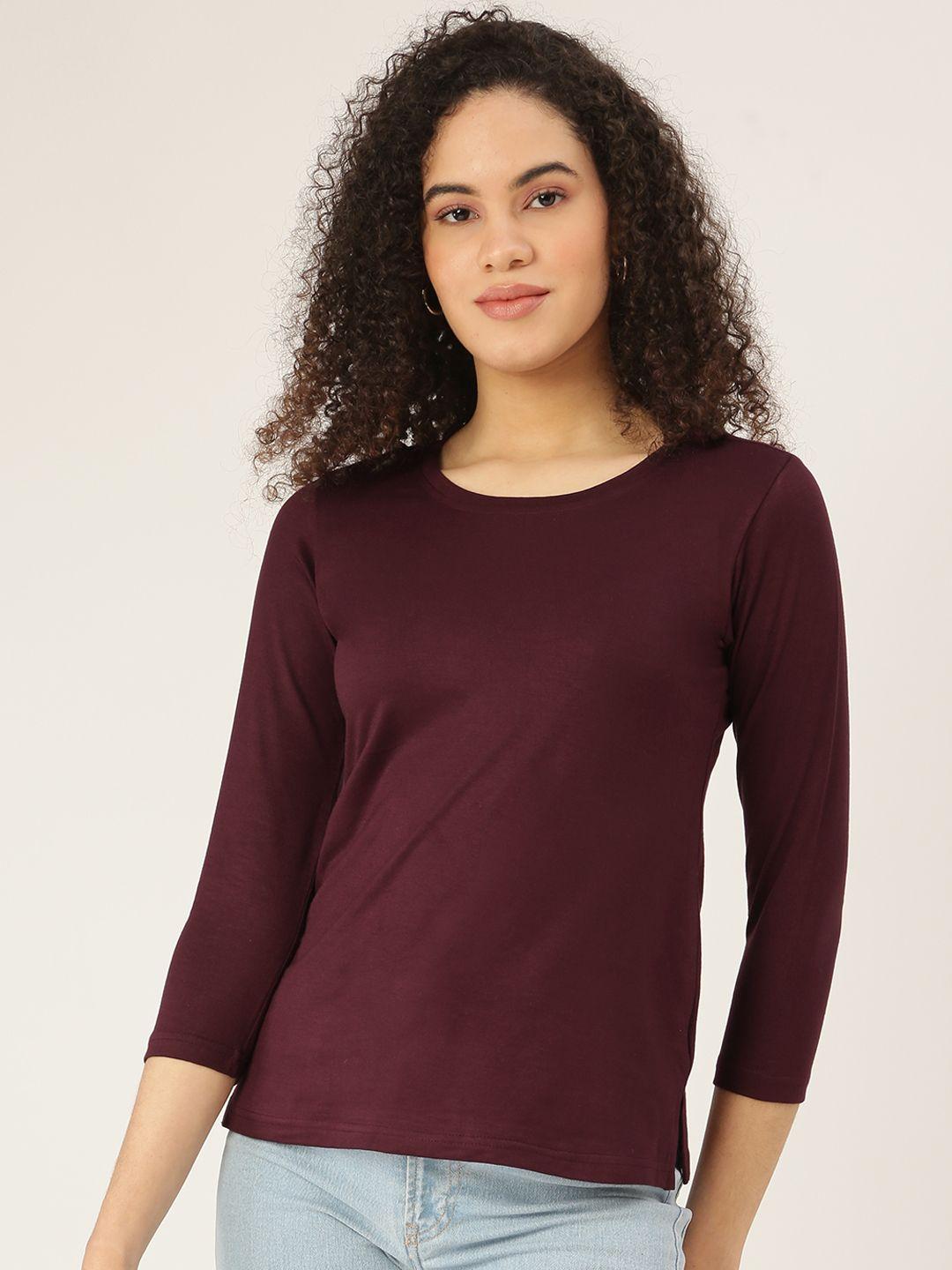 brinns women burgundy t-shirt