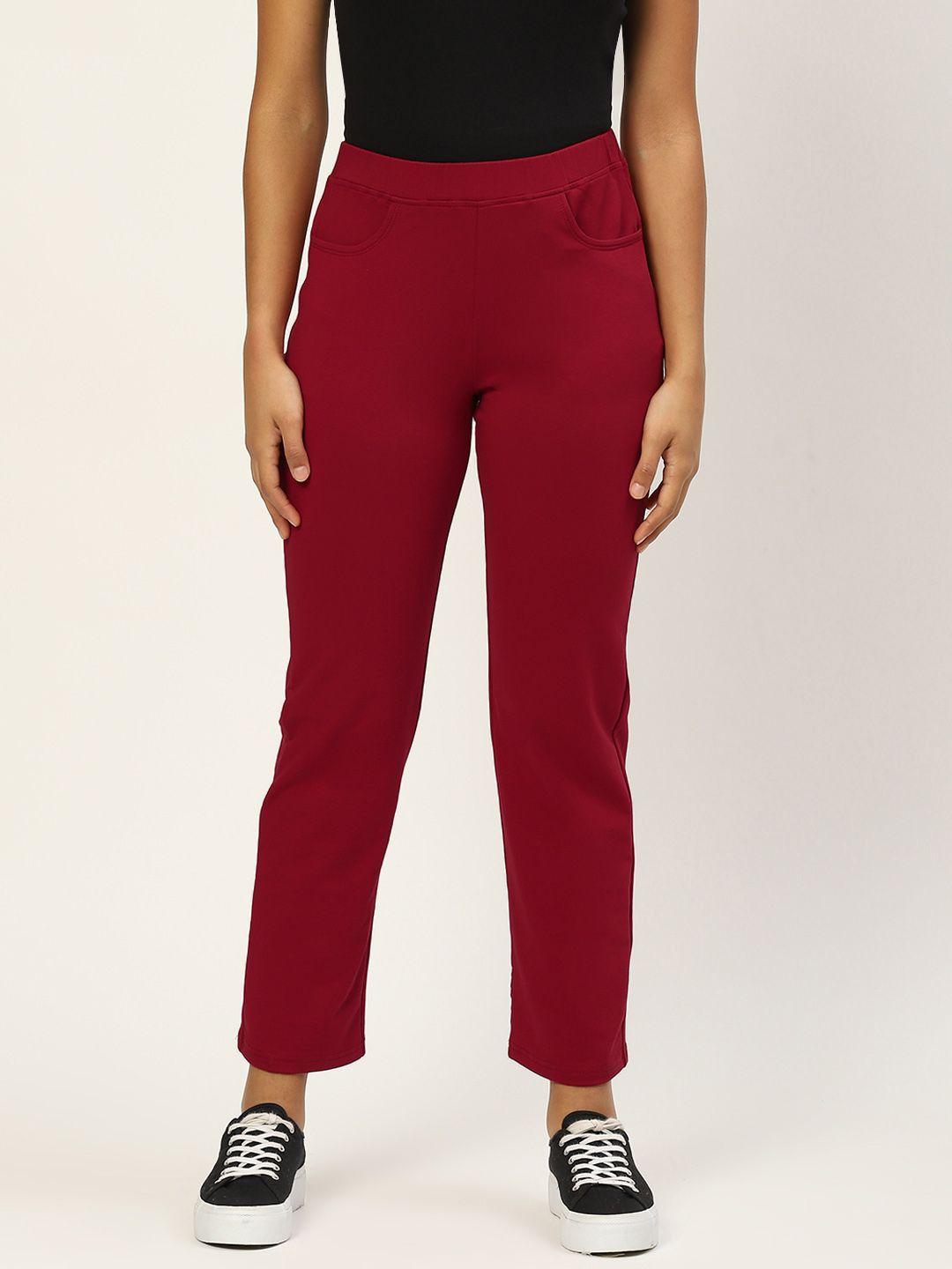 brinns women maroon smart trousers