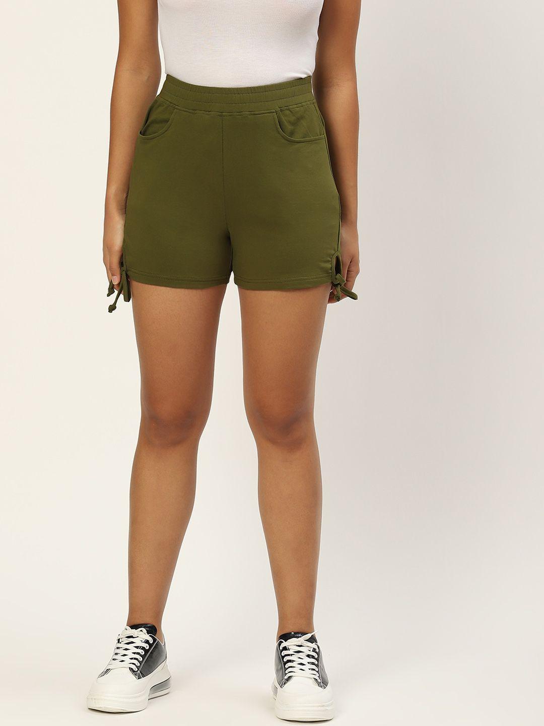 brinns women olive green shorts