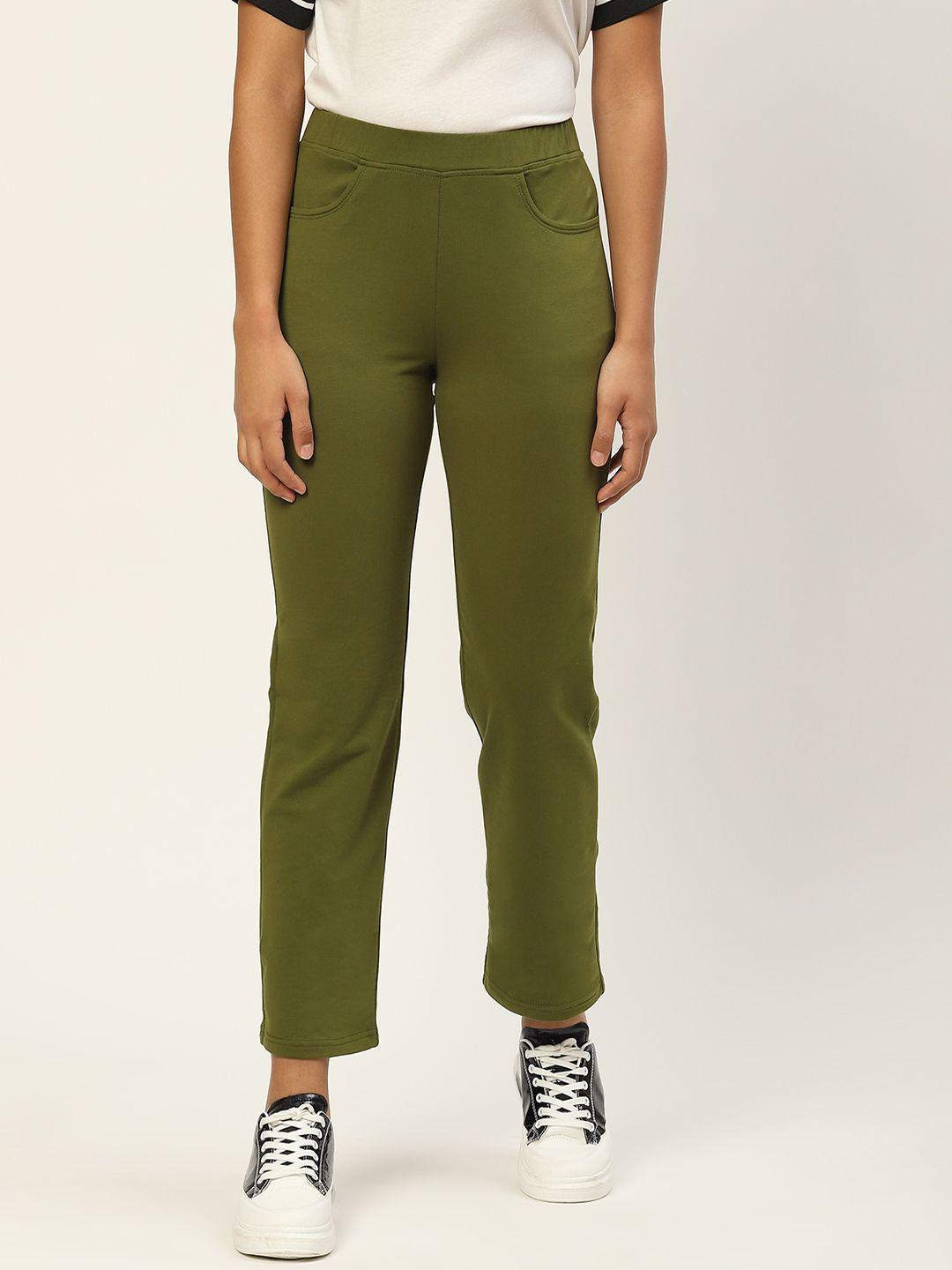 brinns women olive green smart trousers