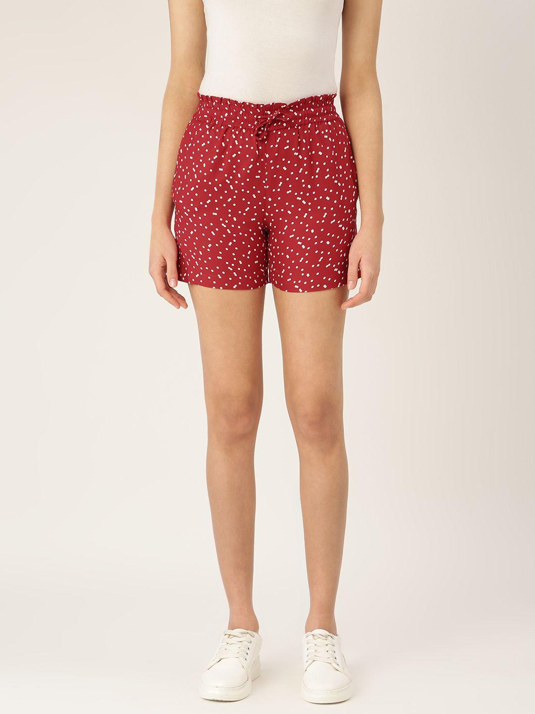 brinns women red printed shorts