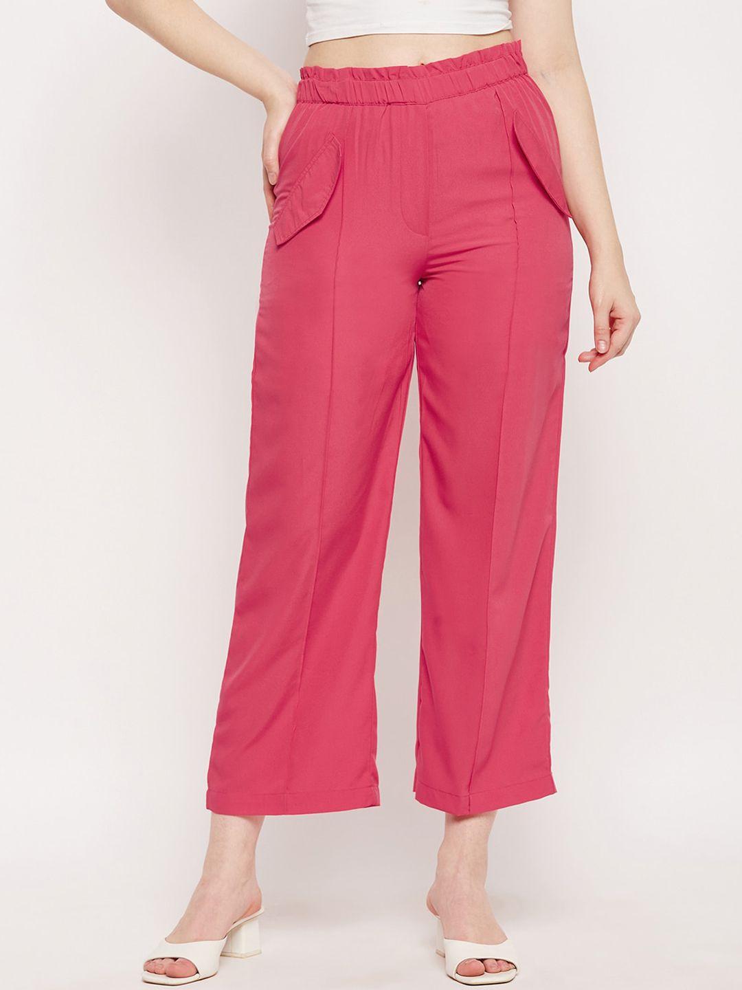 brinns women red relaxed straight leg straight fit pleated trousers