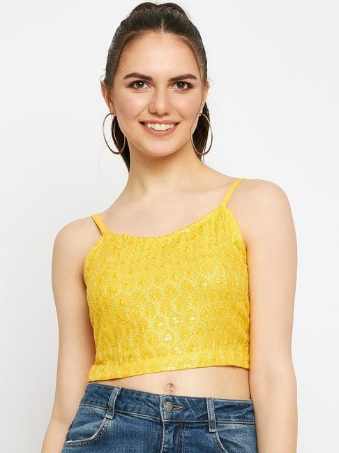 brinns yellow crop top