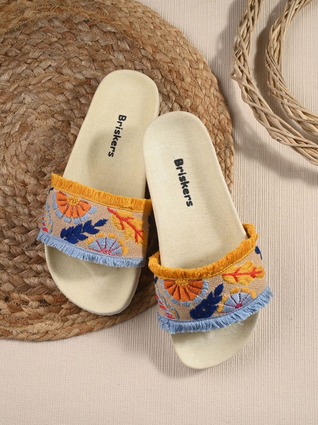 briskers embroidered open toe flats