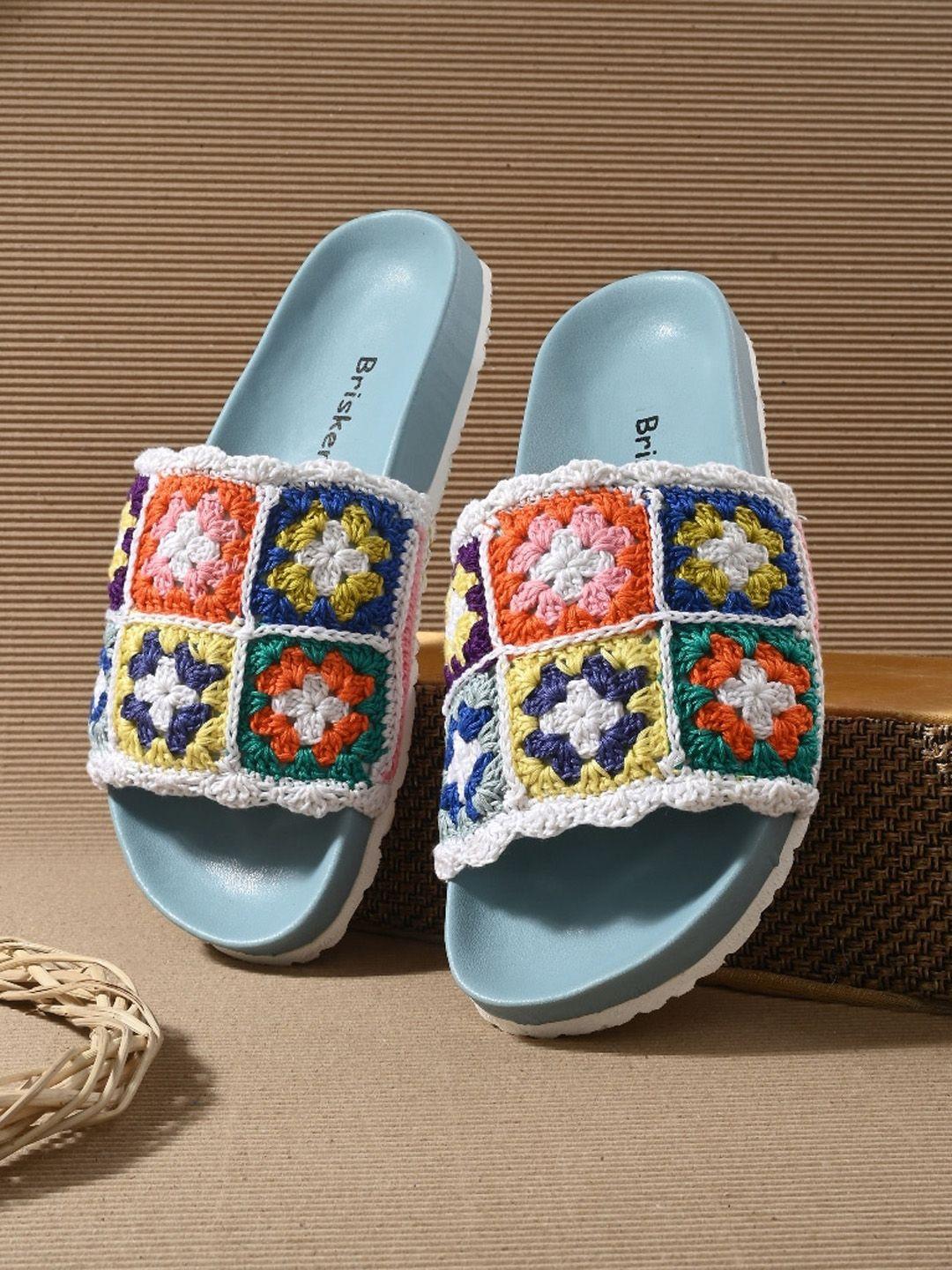 briskers embroidered open toe flats