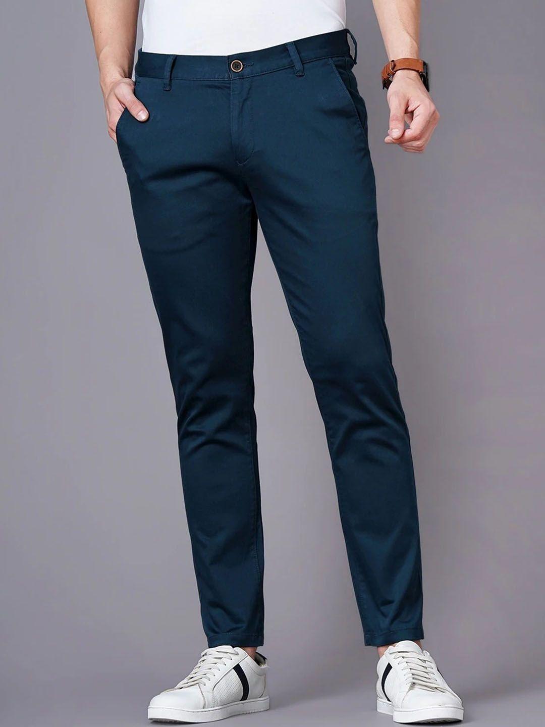 british club men smart slim fit low-rise chinos trousers