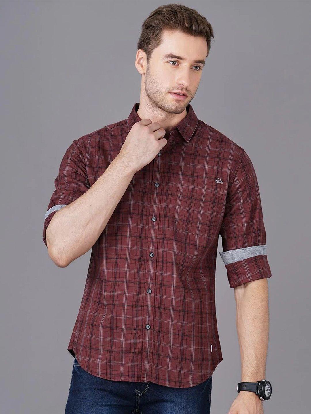 british club checked smart slim fit tartan checks opaque pure cotton casual shirt