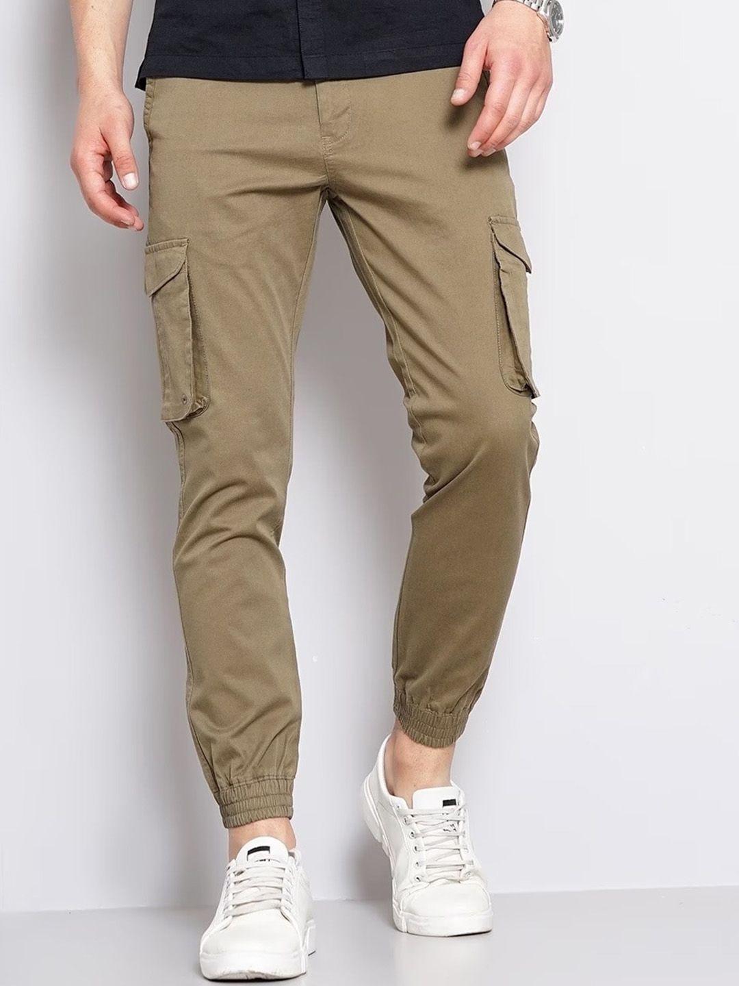 british club men smart slim fit mid-rise cargo joggers