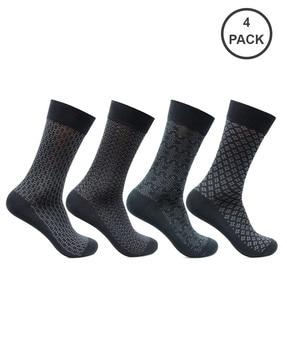 bro9501-po4 pack of 4 patterned knit dress socks