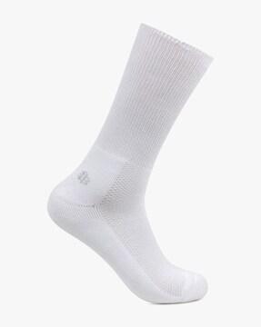 bro9915-white knitted mid-calf diabetic socks