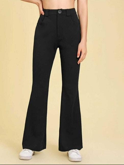 broadstar black flared fit trousers