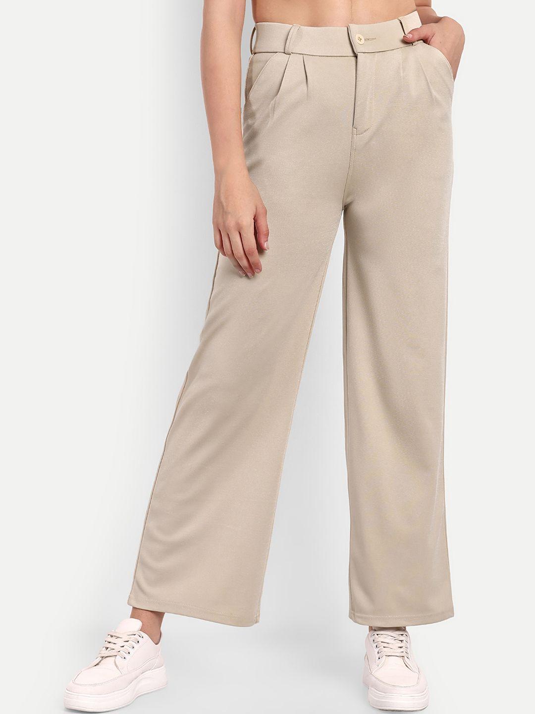 broadstar women smart high-rise easy wash loose fit parallel trousers