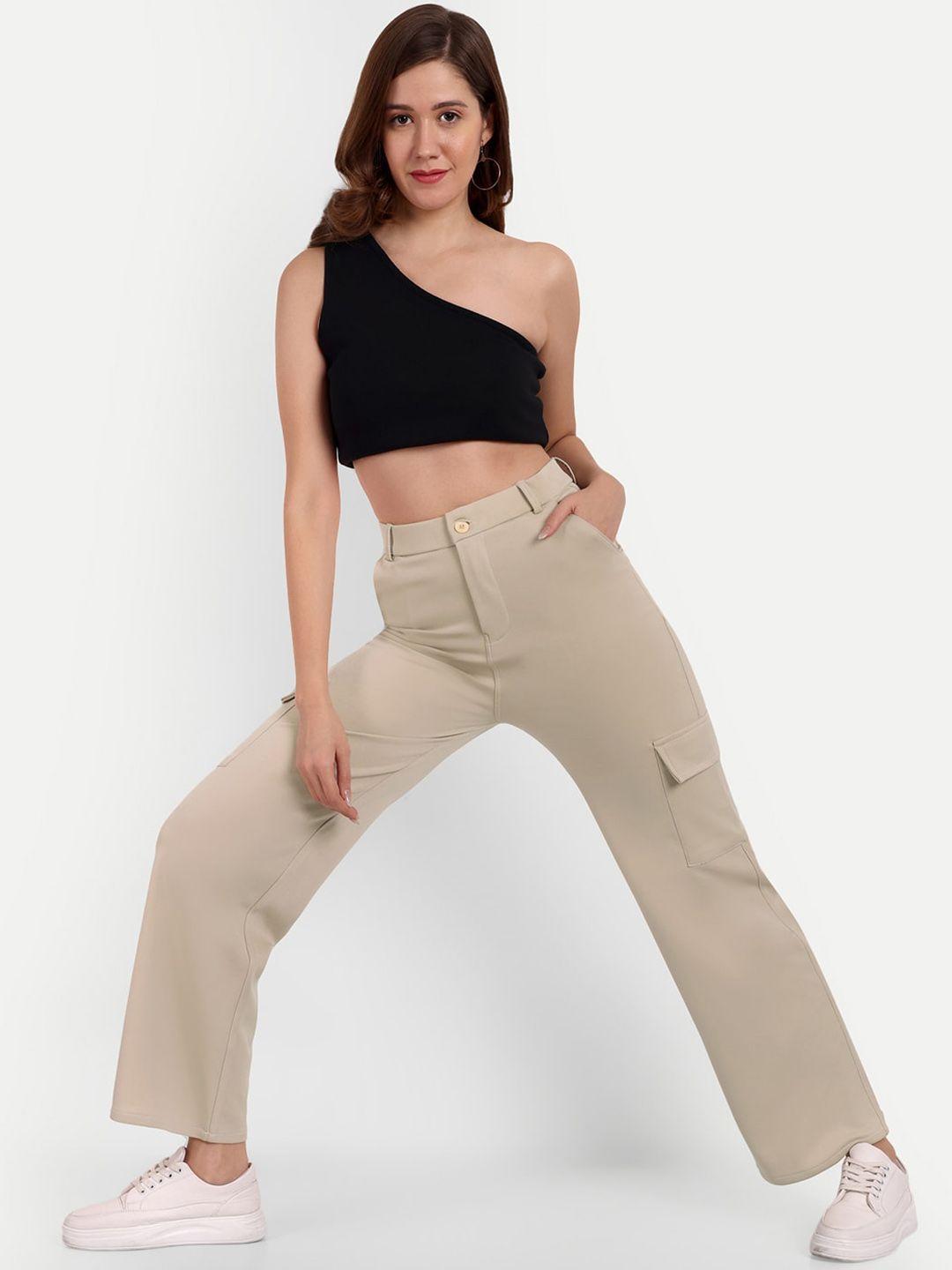 broadstar women smart straight fit high-rise cargo trousers
