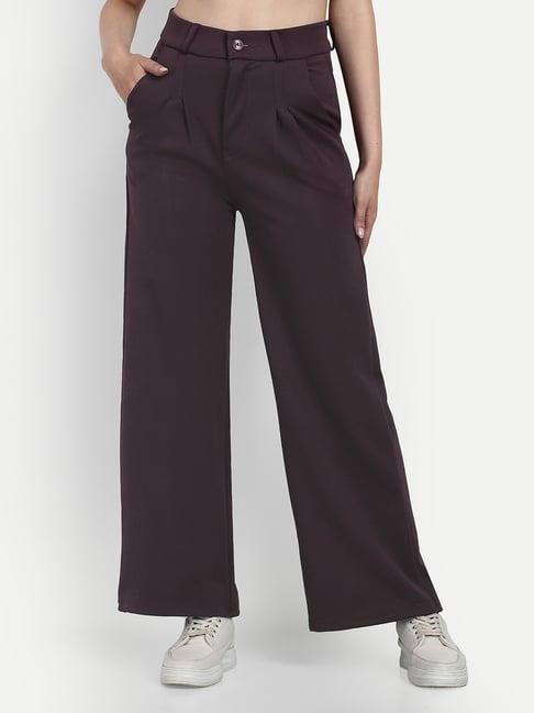 broadstar brown straight fit high rise trousers