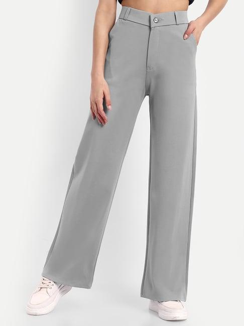 broadstar grey relaxed fit high rise trousers