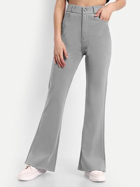 broadstar grey relaxed fit high rise trousers