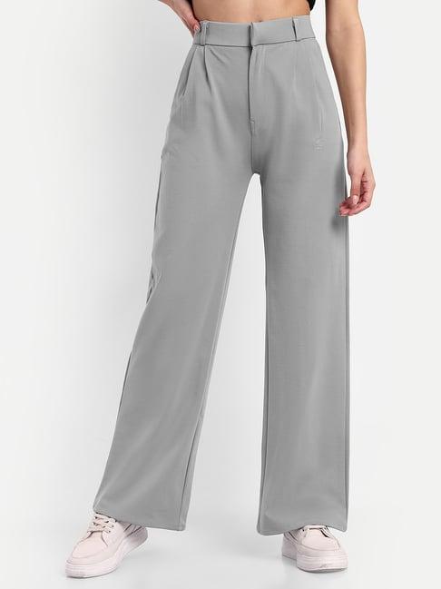 broadstar grey relaxed fit high rise trousers