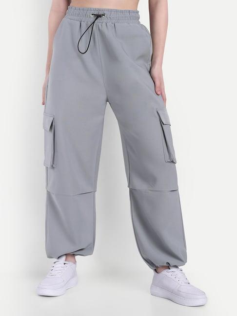 broadstar light grey cotton relaxed fit high rise joggers