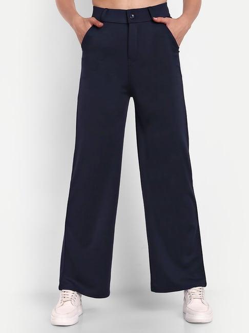 broadstar navy relaxed fit high rise trousers