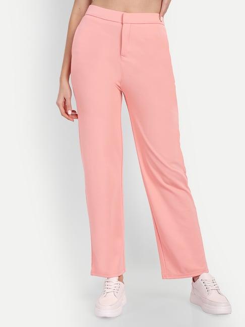 broadstar pink relaxed fit high rise trousers