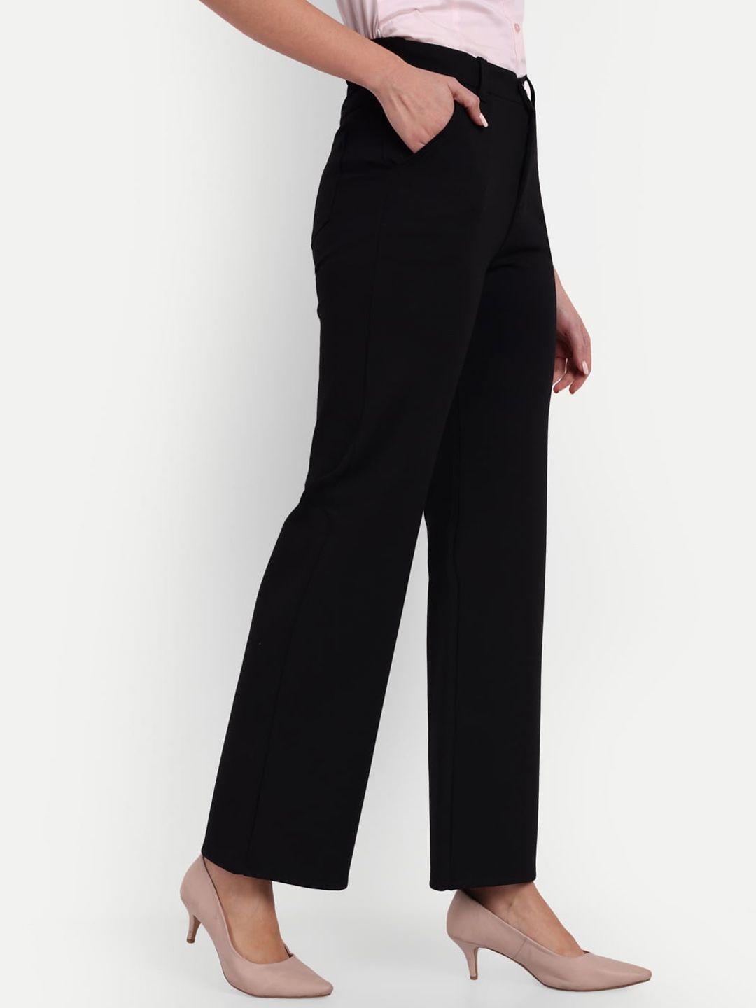 broadstar relaxed straight leg loose fit high-rise easy wash stretchable formal trousers