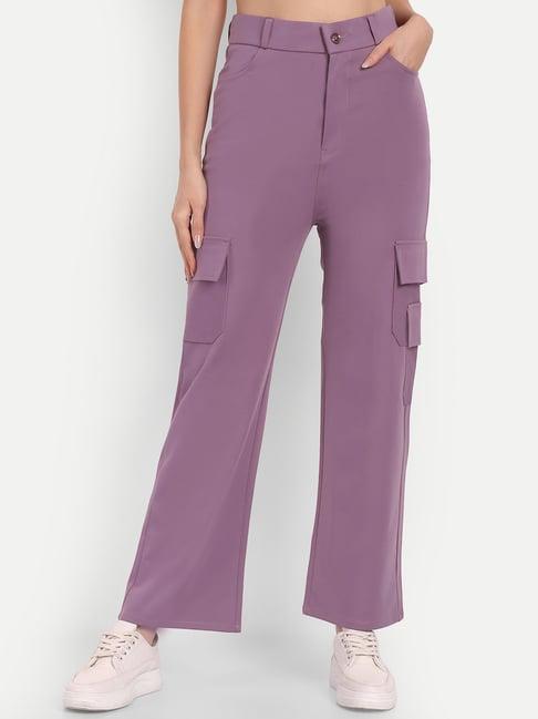 broadstar violet straight fit high rise cargo pants