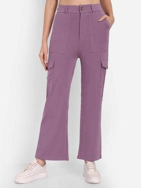 broadstar violet straight fit high rise cargo pants