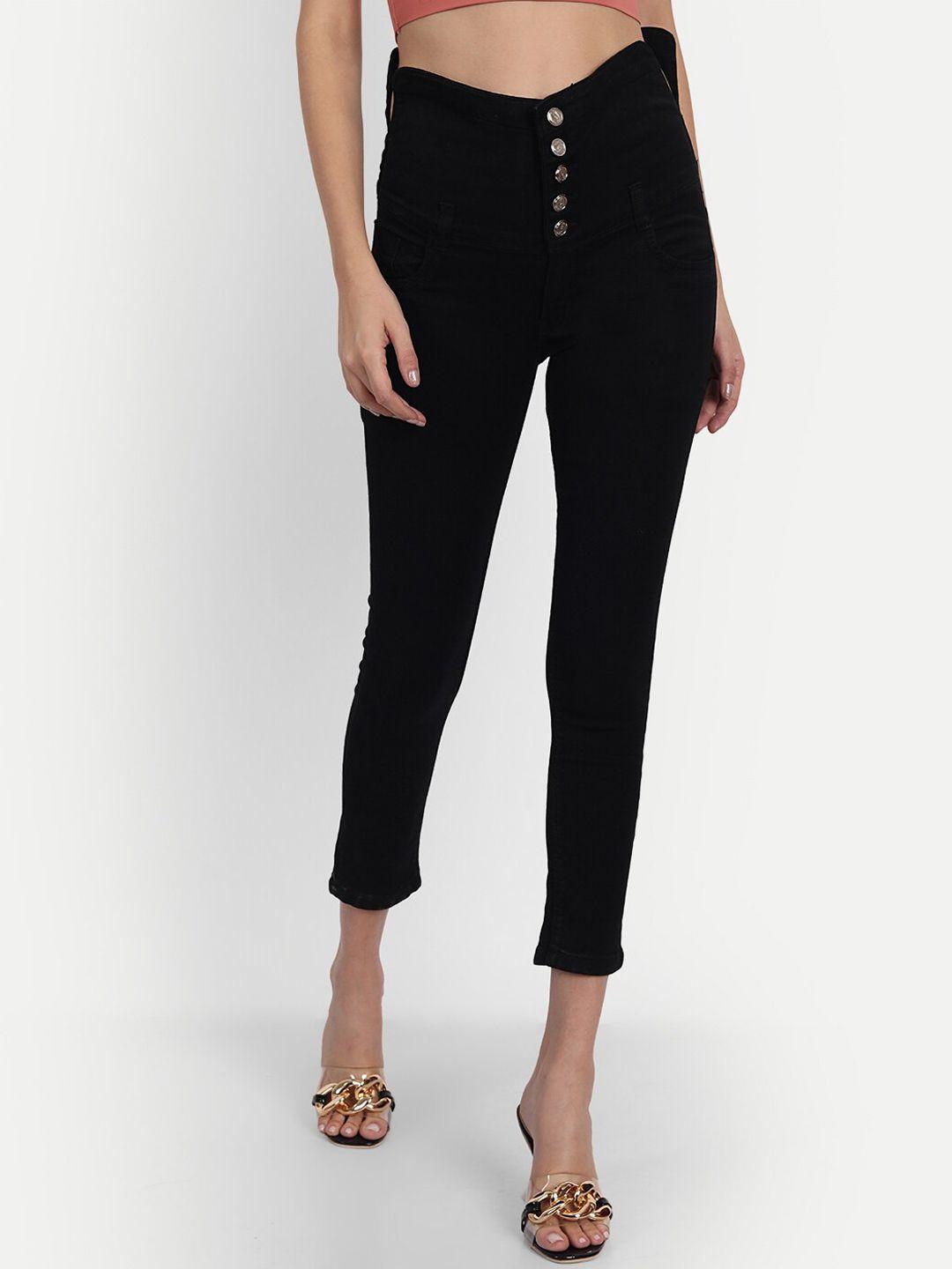 broadstar women black jean skinny fit high-rise stretchable jeans