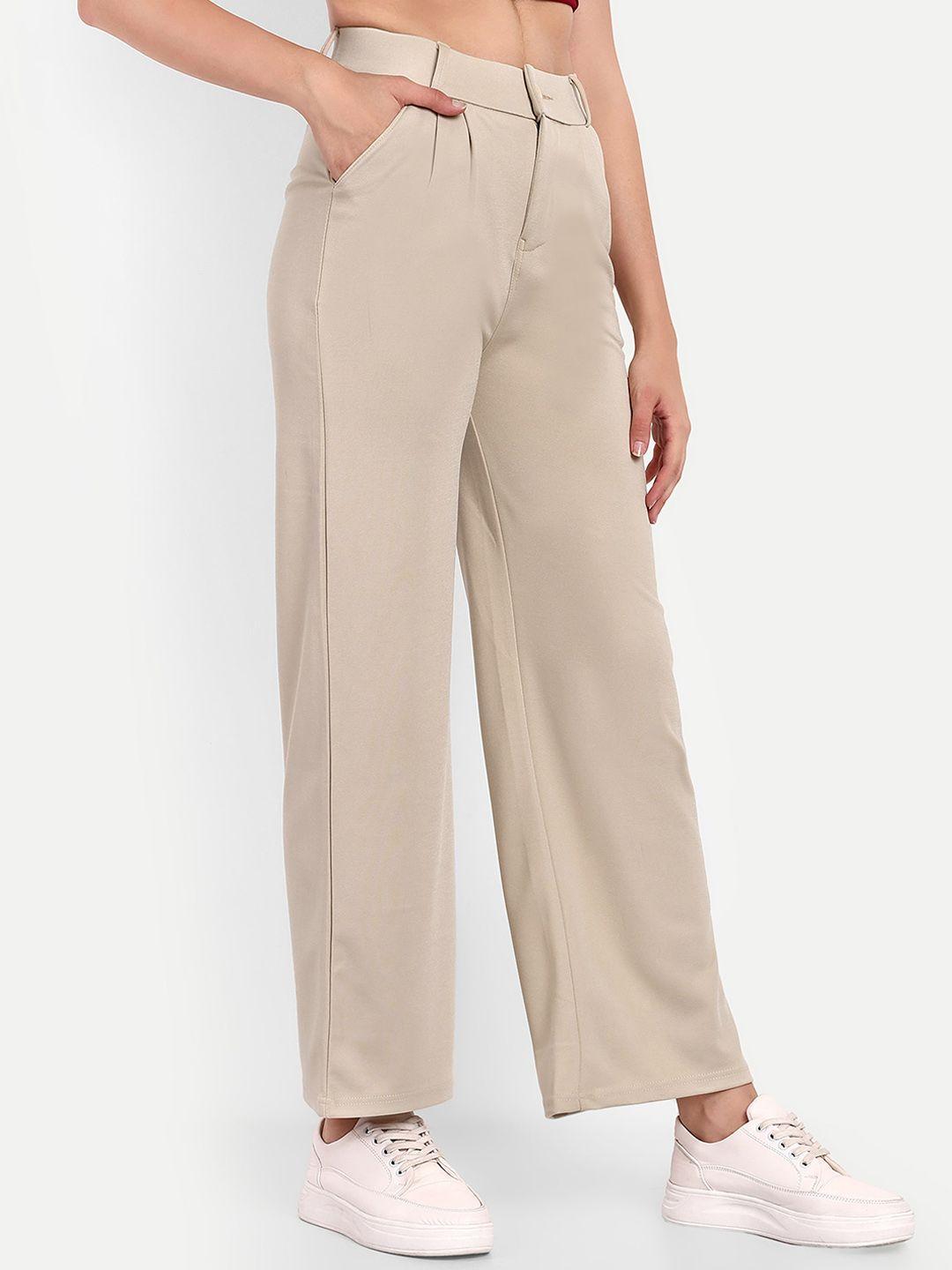 broadstar women loose fit high-rise parallel trousers