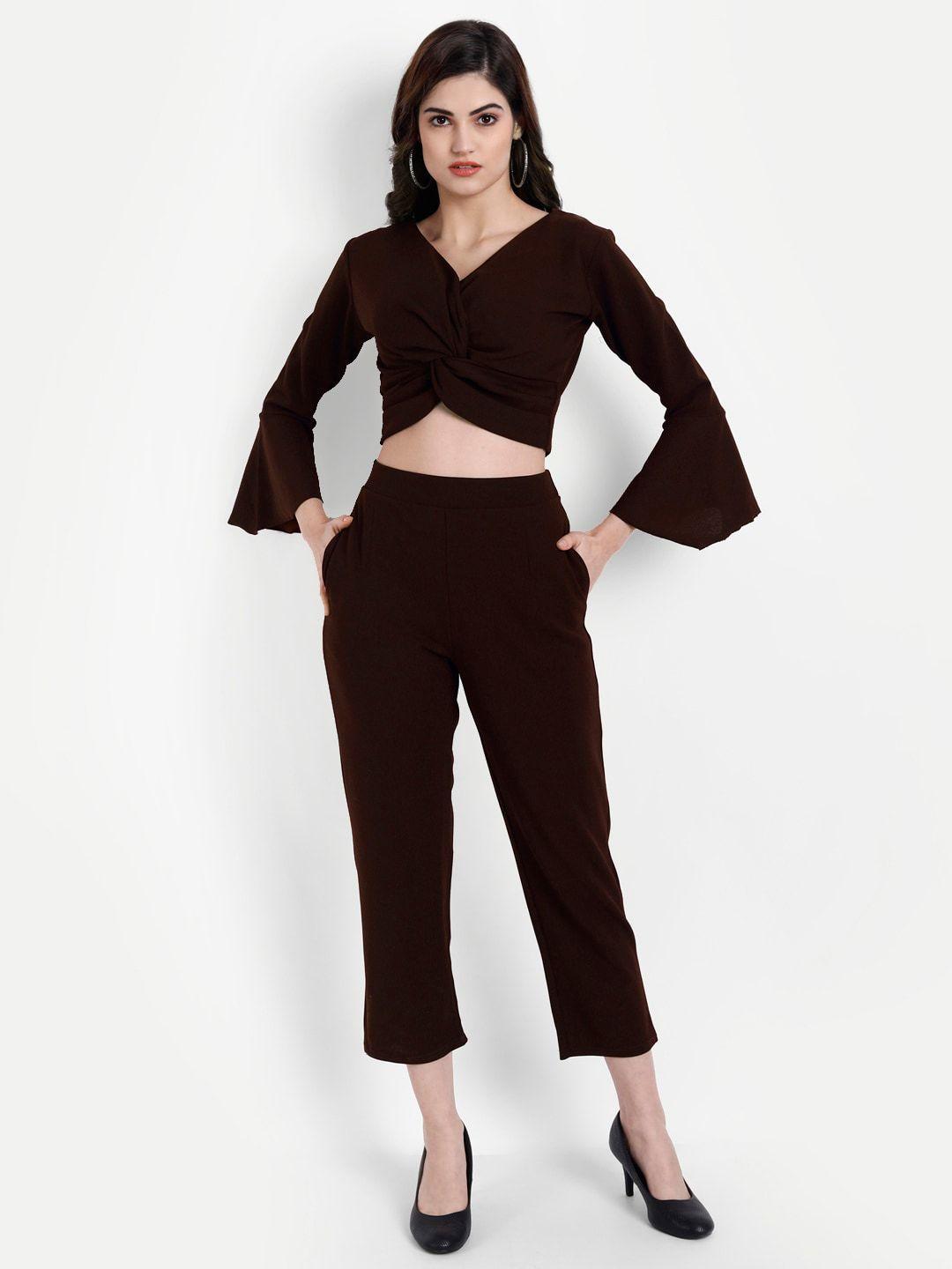 broadstar women maroon solid co-ord set