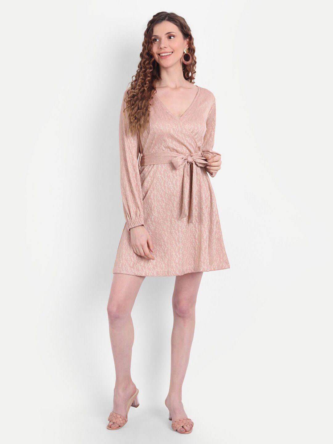 broadstar women pink solid wrap dress