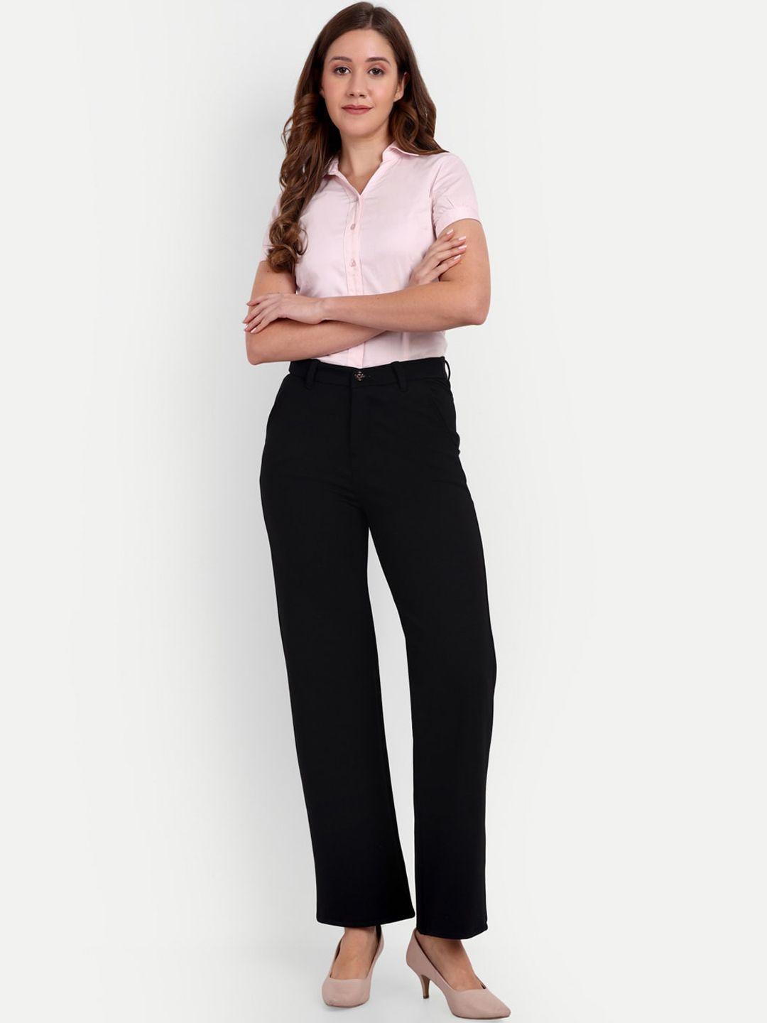 broadstar women smart loose fit high-rise easy wash parallel trousers