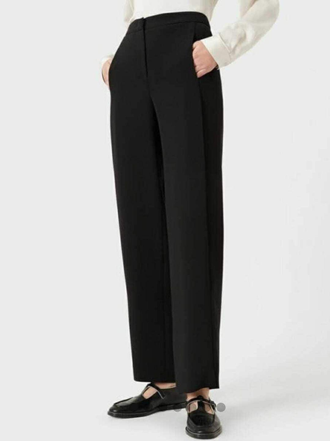 broadstar women smart loose fit high-rise easy wash stretchable parallel trousers