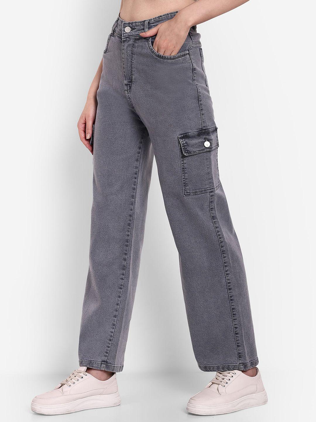 broadstar women smart wide leg high-rise clean look stretchable jeans