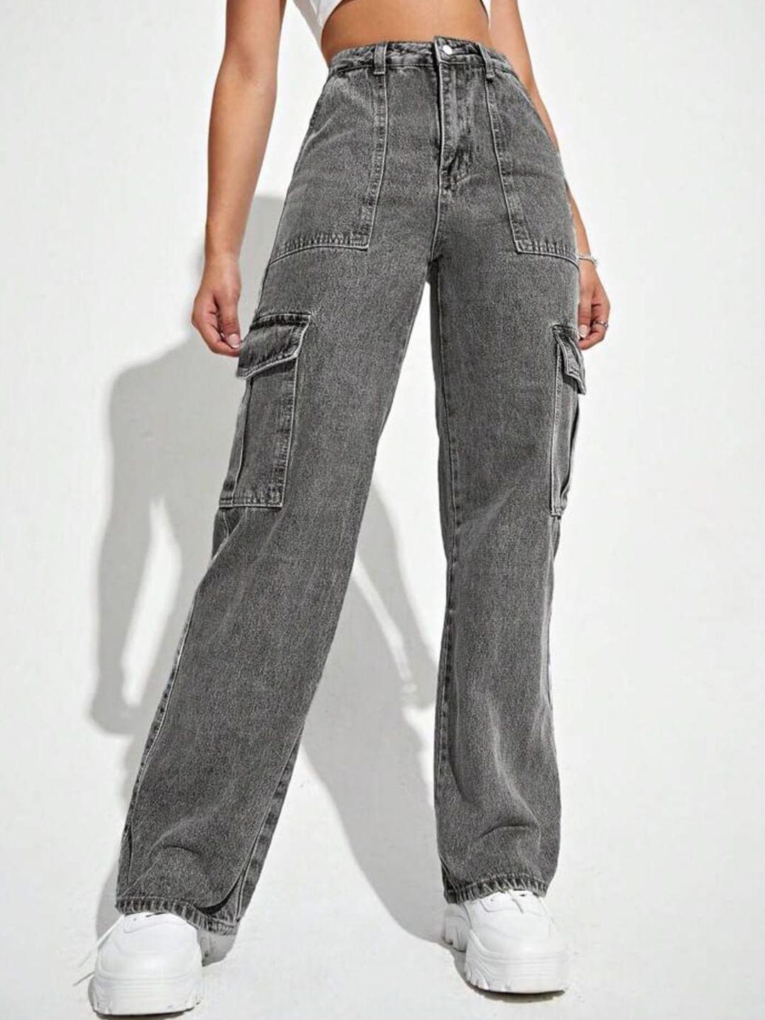 broadstar women smart wide leg high-rise clean look stretchable jeans